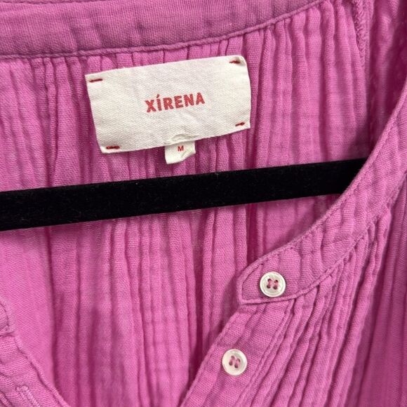 XiRENA Pink Tie Front Sundress with Cap Sleeves Button Down - Medium LIKE NEW - Picture 2 of 4